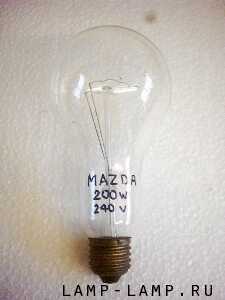 AEI-Mazda 240v 200w Filament Lamp with ES Cap