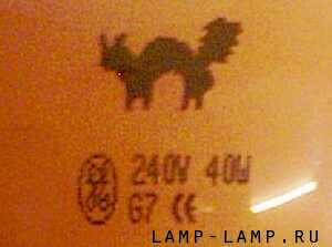 Halloween Orange Lamp Logo showing a black cat Screeching the GE Logo and lamp details