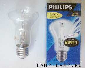 Philips Krypton 240v 60w Tungsten Halogen Lamp with Mushroom shape Bulb and ES Cap