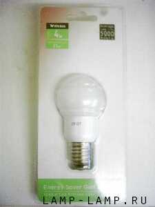 Wickes 240v 4w Golfball Type Compact Fluorescent Lamp with E27 Cap